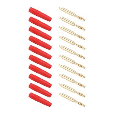 Imagem de Plugues de banana, conector de banana de metal Seguro destacável estável Cobre vermelho preciso para equipamentos de teste(vermelho)