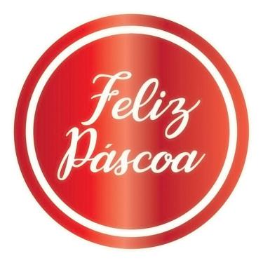 Imagem de Etiqueta Decorativa Feliz Páscoa Vermelha - 100 Unidades