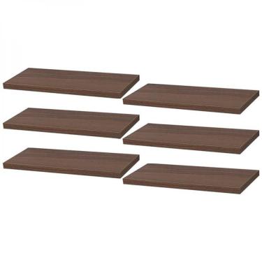 Imagem de Kit 6 Prateleiras 40 x 20cm Nogal Suporte Invisível