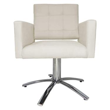 Imagem de Poltrona Decorativa Camila Pés Metal Giratório Suede Bege - DS Estofados