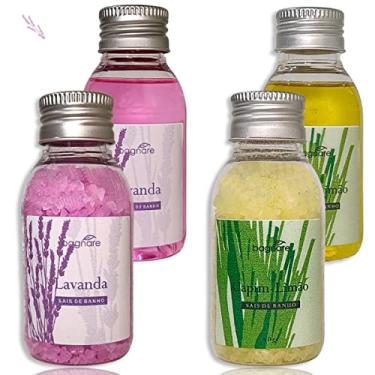 Imagem de Kit De 2 Sais E 2 Espuma De Banho Banheira De Hidromassagem Lavanda e Capim Limão 60 ml