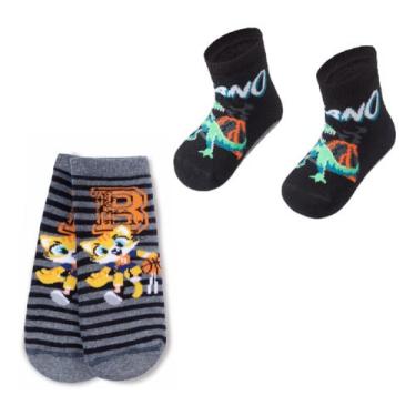 Imagem de Kit Meia Antiderrapante Bebe Sola Menino Emborrachado Puket