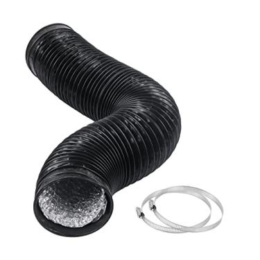 Imagem de Harapu Ducha de ar preta de 10,76 cm, 1,5 m de comprimento, mangueira de ventilação de secador de alumínio flexível para filtro de ventilação HVAC e tenda de crescimento com 2 braçadeiras