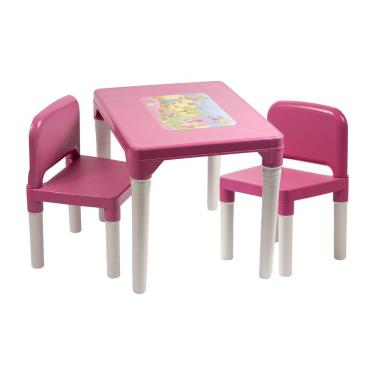Imagem de Mesinha Infantil para atividades com 2 Cadeira Rosa - Kids Baby Hercules 