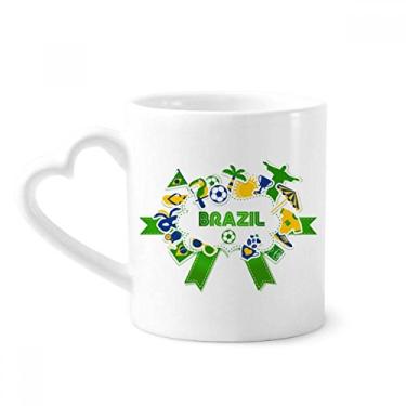 Imagem de Caneca Cultural Futebol Brasil Café Cerâmica Copos Copo Coração Vidro
