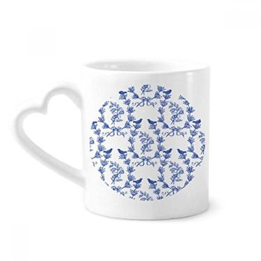 Imagem de Caneca com símbolo de folha azul e branco café cerâmica copo de coração de vidro