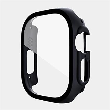 Imagem de MAALYA Capa de vidro para Apple Watch case 49mm acessórios protetor de tela de PC em toda a volta capa temperada Apple Watch Ultra case (cor: preto, tamanho: ultra 49mm)