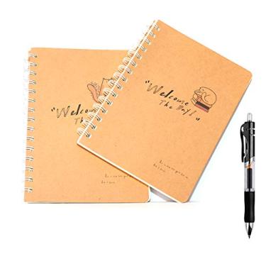 Imagem de jiewen Caderno espiral, cadernos para composição de trabalho, 2 unidades, caderno espiral 68 folhas por caderno (14 x 20 cm) (2)