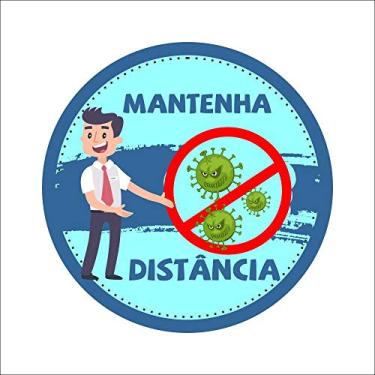 Imagem de Adesivo p/Chão Mantenha Distância Azul 10 Unidades Mod 03