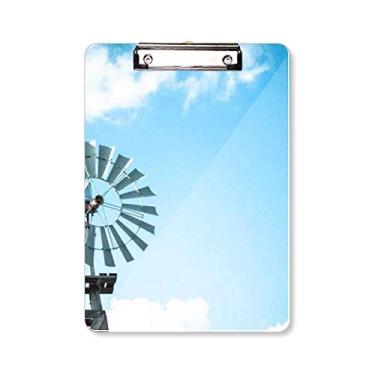 Imagem de Windmill Placa de suporte para prancheta de céu azul com nuvens brancas A4