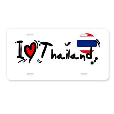 Imagem de DIYthinker I Love Thailand Bandeira da Palavra Love Heart Ilustration Placa de licença Decoração de carro Acessório de aço inoxidável