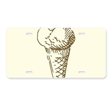Imagem de DIYthinker Doce sorvete desenhos à mão, placa de licença para decoração de carro, acessório de aço inoxidável