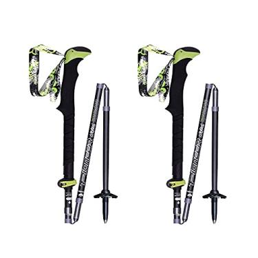 Imagem de Bastões de caminhada de fibra de carbono – dobrável, leve, absorvente, caminhadas, caminhadas e corrida com aderência de espuma de EVA, travas rápidas, acessórios para 4 estações/todos os terrenos e bolsa de transporte