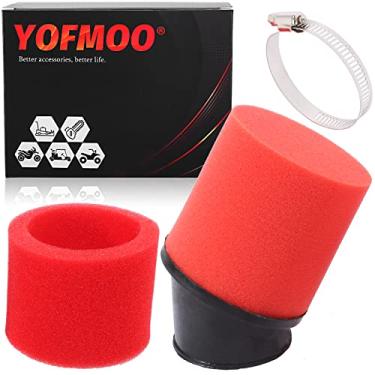 Imagem de YOFMOO Universal 42 mm 4,2 polegadas Espuma Dupla Ângulo Vermelho Filtro de Ar Desempenho Compatível com Kawasaki KH400 125cc 150cc 200cc 250cc GY6 Motocicleta ATV Quad Go Kart Moped Pit Dirt Bike PZ24 41 mm 43 mm