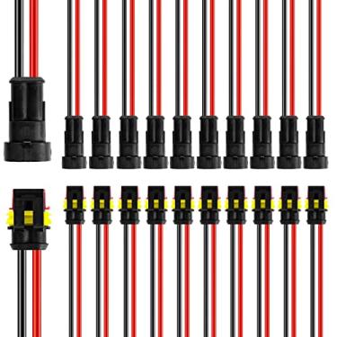 Imagem de LanHong Conector de fio elétrico de 2 pinos à prova d'água conector de 2 fios 18AWG plugue macho e fêmea conector de desconexão rápida para carro, caminhão, motocicleta, barco, pacote com 10