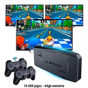Imagem de Game Stick 4k 64gb 11 mil jogos com 2 controles sem fio