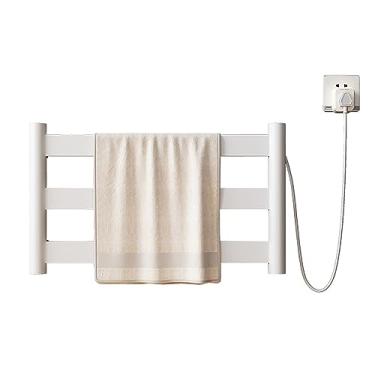 Imagem de Aquecedor De Toalhas para Casa de Banho Com Temporizador Temperatura Constante Toalheiro Térmico de Aço Inoxidável Montado Na Parede à Prova de Água Secador Sem Perfuração,White,60 * 35 * 10cm