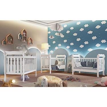 Imagem de Berço Americano 3 em 1 Lila Branco Brilho Carolina Baby