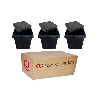 Imagem de Kit 3 Caixa Com Tampa Para Aterramento Inspeção 25Cm Reforçada