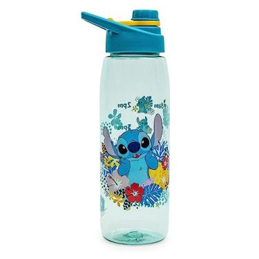 Imagem de Silver Buffalo Garrafa de água Disney Lilo and Stitch Tropical Refil Times Tritan, tampa de rosca, 800 ml