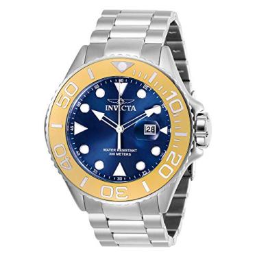 Imagem de Invicta Relógio de mergulho masculino Pro Diver de aço inoxidável com pulseira de aço inoxidável, prata, 24 (modelo: 28768, 28767, 28766), Azul, Mergulhador, movimento de quartzo