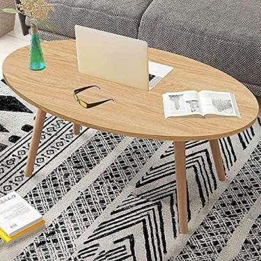 Imagem de Mesa lateral, mesa redonda, mesa de lanche para apartamento pequeno, mesa de centro adequada para sala de estar, quarto, armazenamento doméstico/cor de madeira, 80x40x42cm