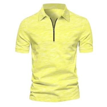 Imagem de yk8fass Camisa polo justa Tie-dye bi-9723, Amarelo, 3G