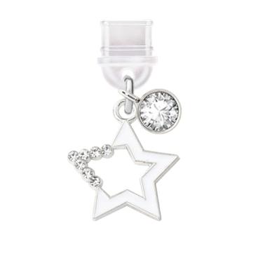 Imagem de ELISE & FONDA TP314 Tipo-C porta de carregamento USB plugue antipoeira pequena estrela de cristal pingente de celular para telefones Samsung/Huawei/OnePlus/Xiaomi/oppo Android (branco), approx.2 cm