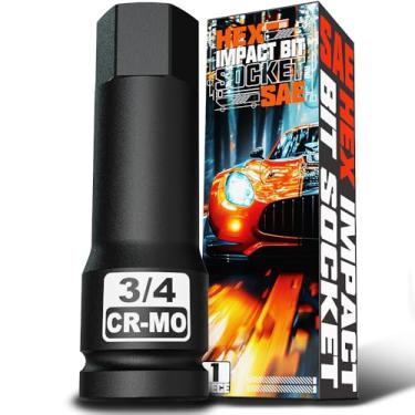 Imagem de Aiourx Soquete SAE de broca hexagonal de 1/5.1 cm, soquete Allen Bit, aço Cr-Mo Premium, para remover parafusos hexagonais soltos