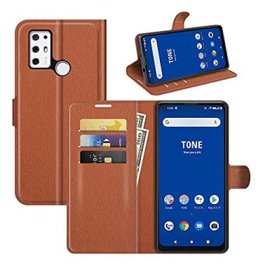Imagem de Capa para Tone E21, com suporte de cartão de couro PU + [capa de TPU] [suporte] [compartimentos para cartão] Capa fólio magnética para capa de telefone Tone E21 (marrom)