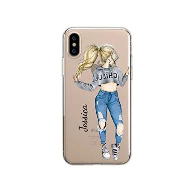 Imagem de Nome personalizado personalizado Viagem Melhor amiga garota Celular Capa suave transparente para iPhone 13 12 11Pro Max XS Max 8Plus, 4, Girl, Left, para iphone 13 mini