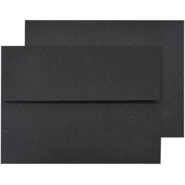 Imagem de Envelopes A7 Black Invitation 12,5 x 17,8 cm – autovedação, aba quadrada, perfeita para cartões de 13 x 18 cm, casamentos, aniversários, convites, formatura, chá de bebê, 14 x 19 cm, pacote com 100