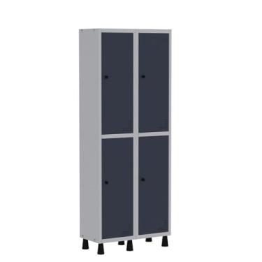 Imagem de Roupeiro Aco Light 2v 04 Portas Gr302/4 Cinza/Azul Delrei