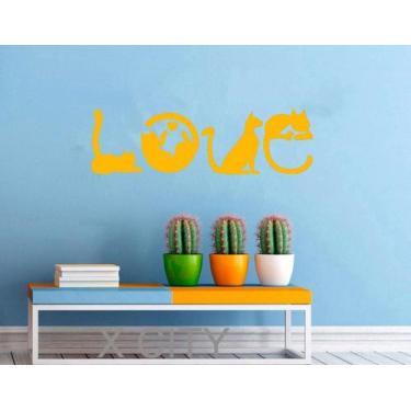 Imagem de Adesivo Gato Love  TAMANHO 70cm x 20,5cm - Decoração Quartos, Salas, P