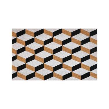 Imagem de Capacho Retangular Fibra De Coco Base PVC 75x45cm - Komeco, Geométrico