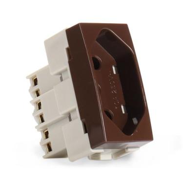 Imagem de Módulo Tomada Sleek Marrom 2p+t 10a Margirius, Marrom