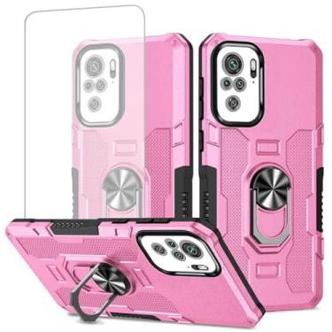 Imagem de Ueokeird Capa para Redmi Note 10/Redmi Note 10S/Poco M5S, capa M2101K7BG com protetor de tela de vidro temperado, anel de metal resistente, suporte magnético, capa de telefone para Xiaomi Redmi Note