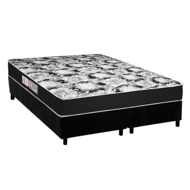 Imagem de  Cama Box Queen: Colchão Espuma Luckspuma D45 Gran Luck Pro + Base CRC Suede Black(158x198)