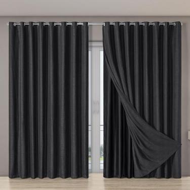 Imagem de Cortina blecaute corta luz com voil gaze de linho 5,60x2,70 - Safira e