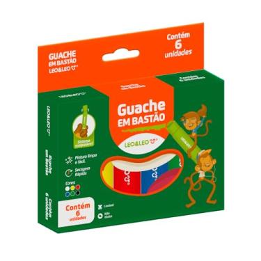 Imagem de GUACHE EM BASTÃO - CAIXA C/ 6 CORES LEO&LEO