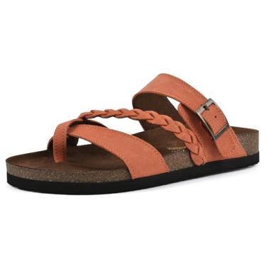 Imagem de WHITE MOUNTAIN Sandália feminina Hazy Signature Comfort moldada trançada com tiras, Aperol Spritz/camurça, 34