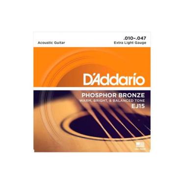 Imagem de Encordoamento para violão d'addario ej15  phosp aço 010