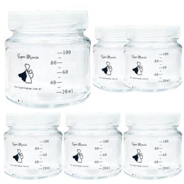 Imagem de Potes Vidro para Armazenar Leite Materno Graduados 100ml 6UND - Super 