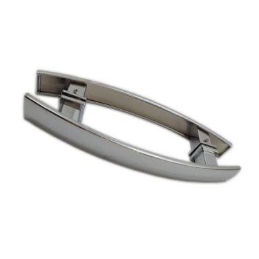Imagem de Puxador duplo curvo 30x20cm para porta de vidro e portão - Cromado - D
