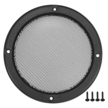 Imagem de ACROPIX Capa de grade de alto-falante de carro de 12,7 cm em malha redonda 12,7 cm caixa protetora de subwoofer com parafusos de montagem preto - Pacote com 1
