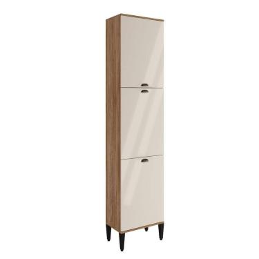 Imagem de Paneleiro 3 Portas 5 Prateleiras Lótus Carraro Freijó Com Off White