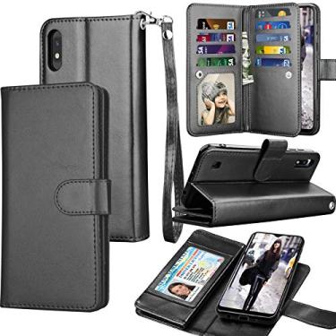 Imagem de Tekcoo Capa Carteira para Galaxy A10 e M10, Compartimento para Cartão de Crédito, Capa Flip de Couro PU com Suporte Magnético e Acessório de Pulso