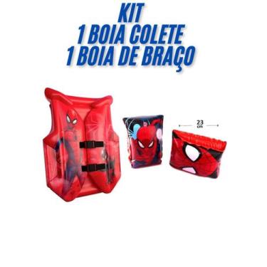 Imagem de Kit Boia De Braço Colete Inflavel Homem Aranha Vingadores - Etitoys, H