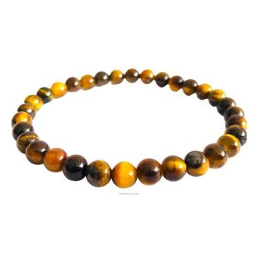 Imagem de Pulseira Masculina Olho de Tigre Esfera 6mm - Proteção - Equilíbrio Pe