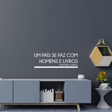 Imagem de Adesivo Frase Monteiro Lobato Um País se faz com Homens e Livros - Kan
